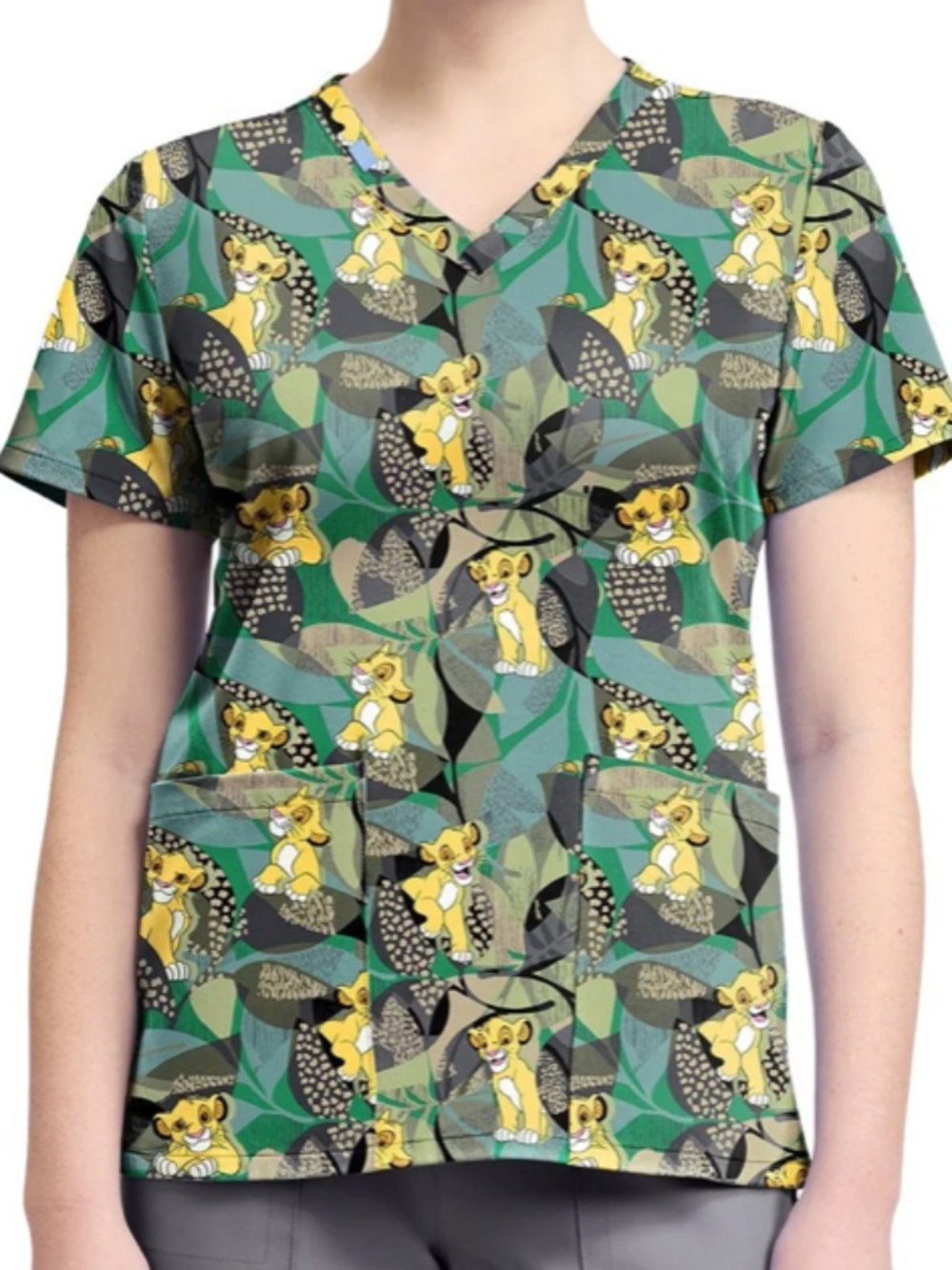 Lion King Tooniforms Licensed Disney V Neck Scrub Top